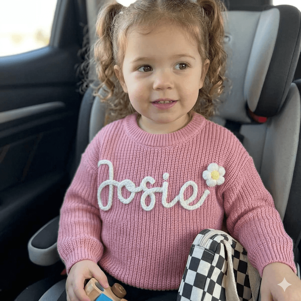 Hand embroidered kids name sweater