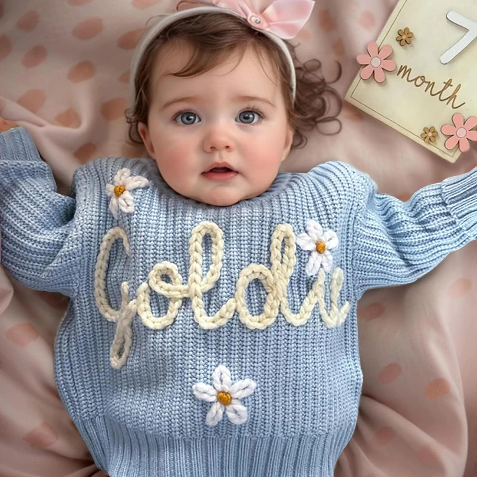 Hand embroidered kids name sweater