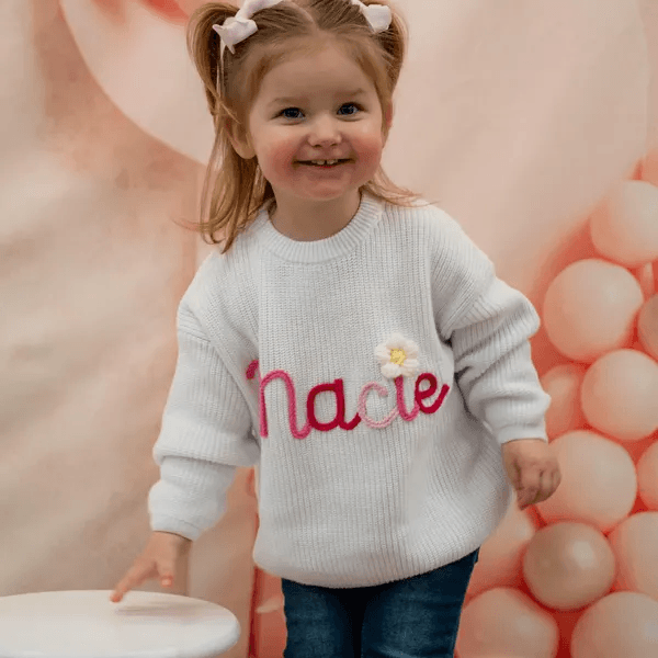 Hand embroidered kids name sweater